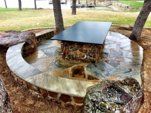 Flagstone Sitting Area with Dinner Table 24